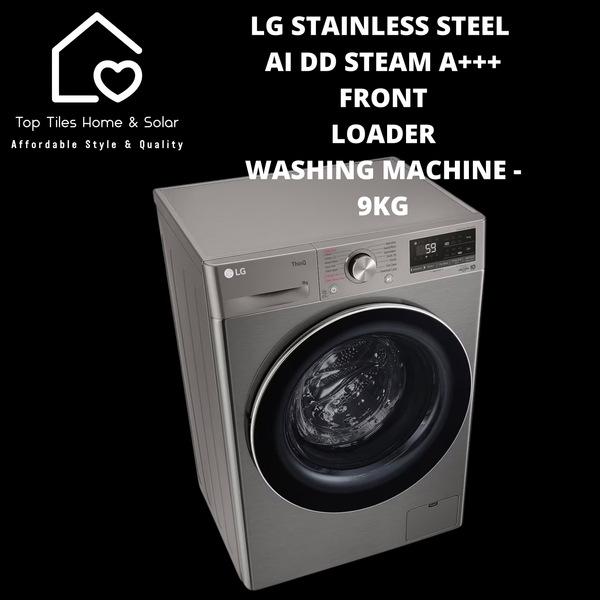 LG Stainless Steel AI DD Steam A+++ Front Loader Washing Machine - 9kg