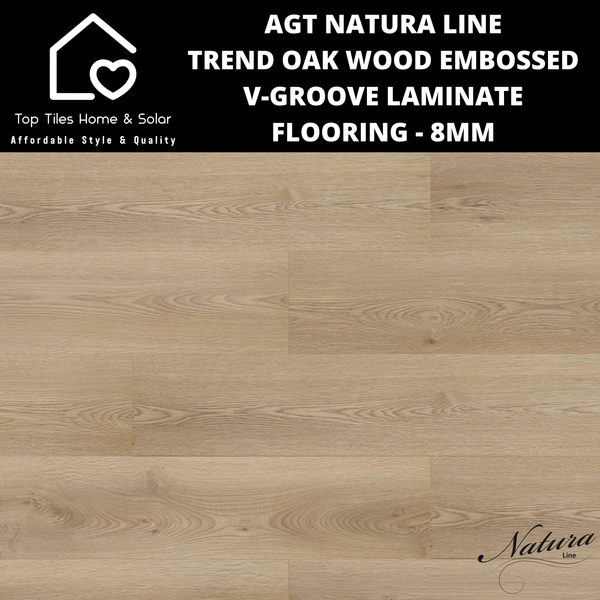 AGT Natura Line Trend Oak Wood Embossed V-Groove Laminate Flooring - 8mm