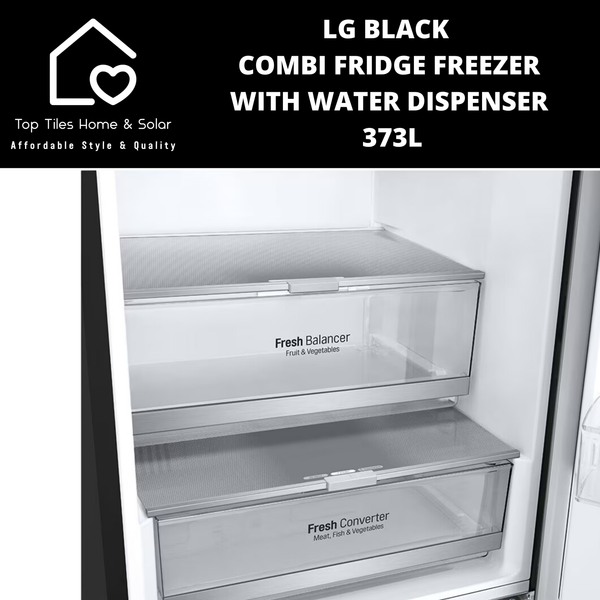 LG Black Combi Fridge Freezer - 373L Water Dispenser