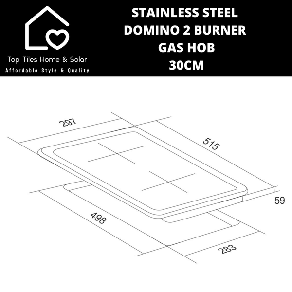 Stainless Steel Domino 2 Burner Gas Hob - 30cm