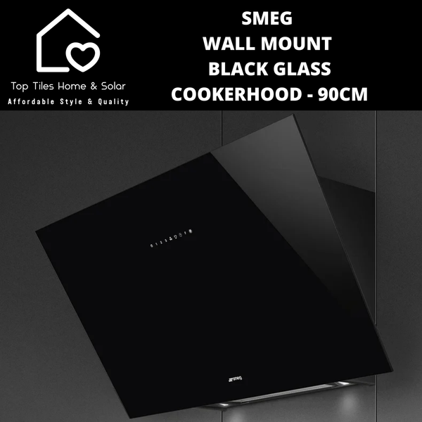 Smeg Wall Mount Universale Aesthetic Black Glass Cookerhood - 90cm