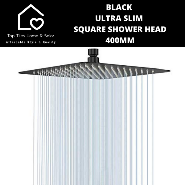 Black Ultra Slim Square Shower Head - 400mm