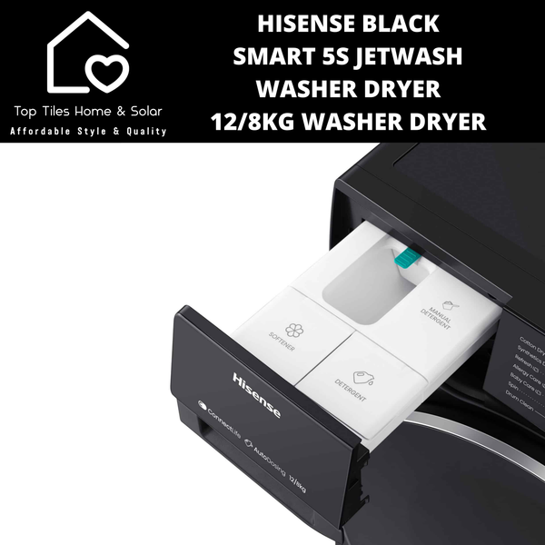 Hisense Black Smart 5S JetWash Washer Dryer - 12/8kg Washer Dryer