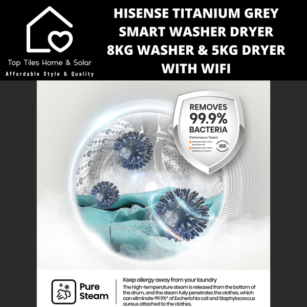 Hisense Titanium Grey Smart Washer Dryer - 8kg Washer & 5kg Dryer