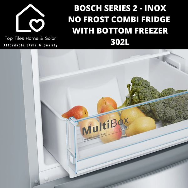 Bosch Series 2 - Inox No Frost Combi Fridge With Bottom Freezer - 302L