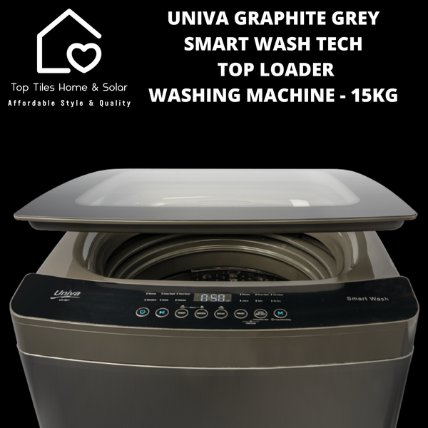 Univa Graphite Grey Smart Wash Tech Top Loader Washing Machine - 15kg