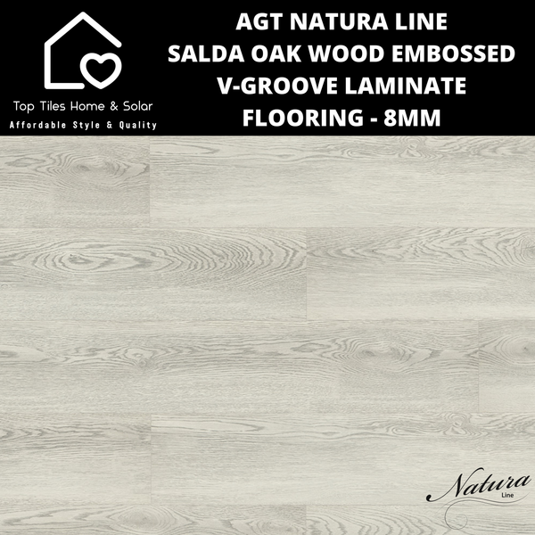 AGT Natura Line Salda Oak Wood Embossed V-Groove Laminate Flooring - 8mm