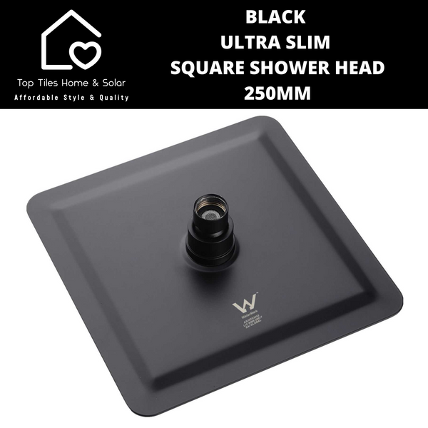 Black Ultra Slim Square Shower Head - 250mm