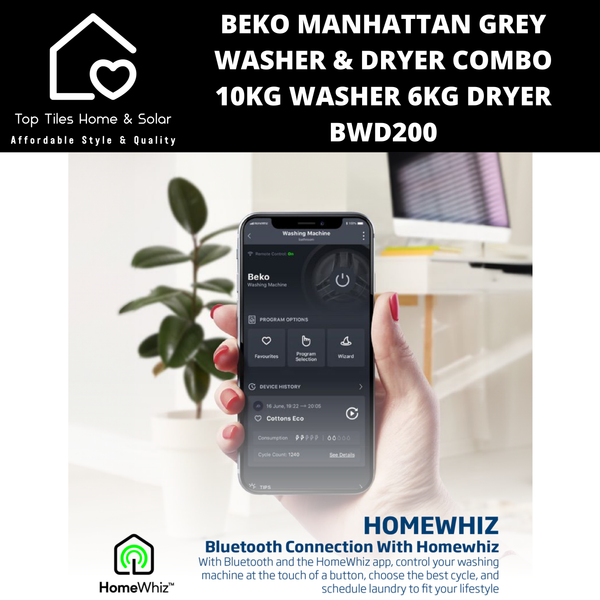 Beko Manhattan Grey Washer & Dryer Combo -  10kg Washer 6kg Dryer BWD200