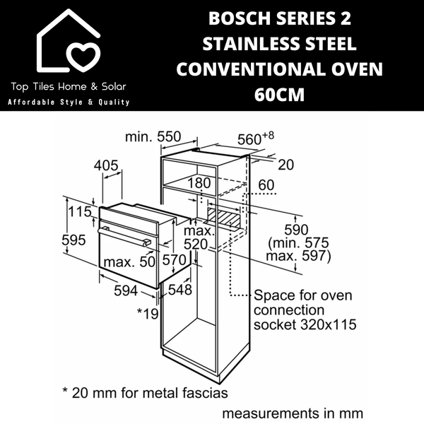 Bosch Series 2 - Stainless Steel Conventional Oven - 60cm