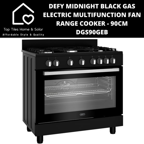 Defy Midnight Black Gas Electric Multifunction Fan Range Cooker - 90cm DGS90GEB