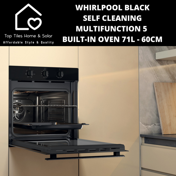Whirlpool Black Self Cleaning Multifunction5 Built-In Oven 71L - 60cm