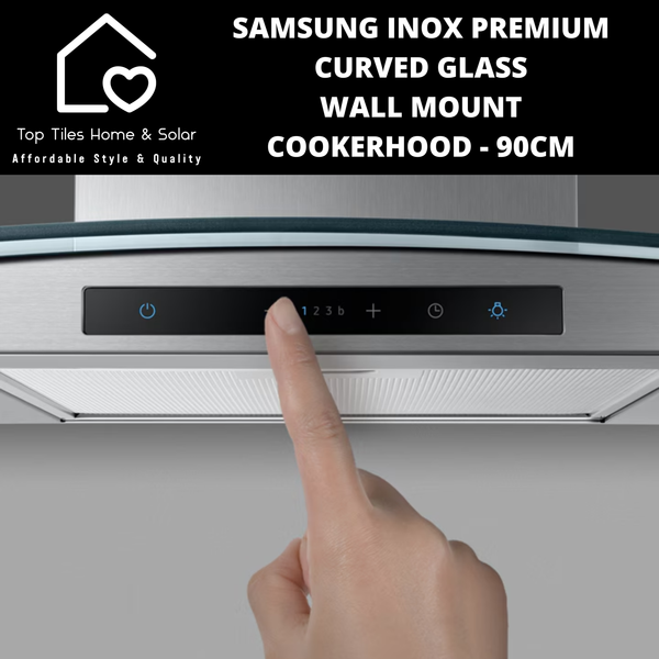 Samsung Inox Premium Curved Glass Wall Mount Cookerhood - 90cm