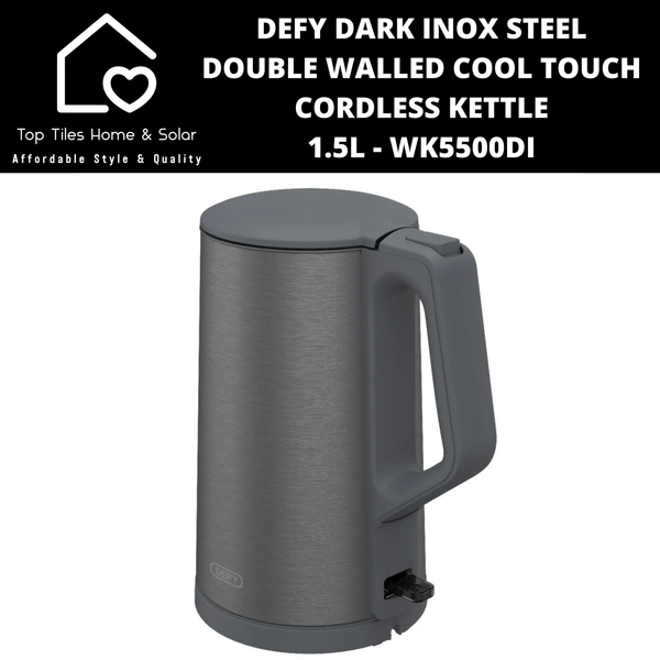 Defy Dark Inox Steel Double Walled Cool Touch Cordless Kettle - 1.5L WK5500DI