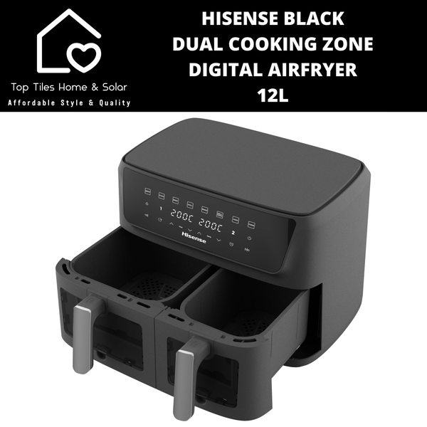 Hisense Black Dual Cooking Zone Digital Airfryer - 12L