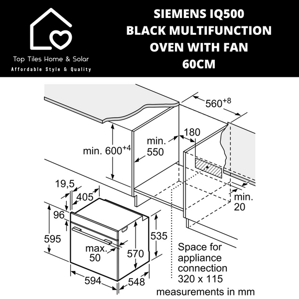 Siemens iQ500 - Black Multifunction Oven with Fan - 60cm