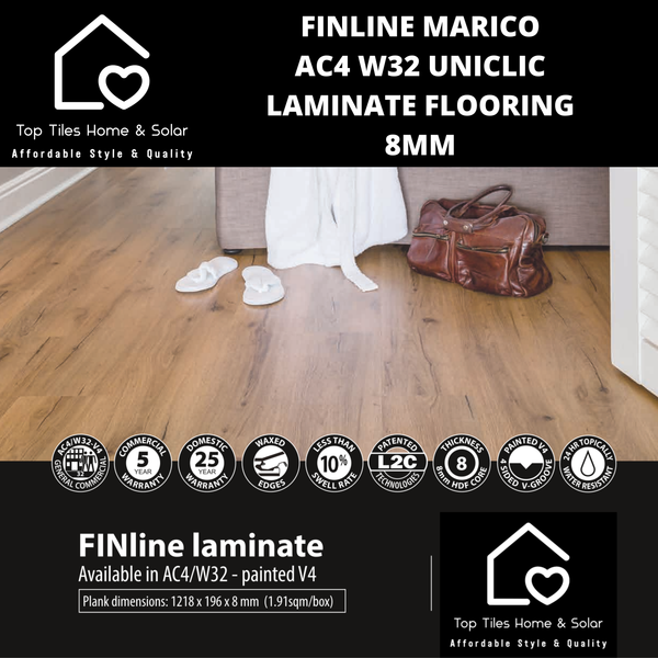 FINline Marico AC4 W32 UniClic Laminate Flooring - 8mm