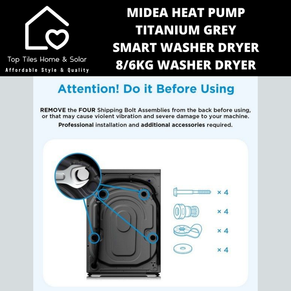 Midea Titanium Grey Smart Washer Dryer - 8/6kg Washer Dryer