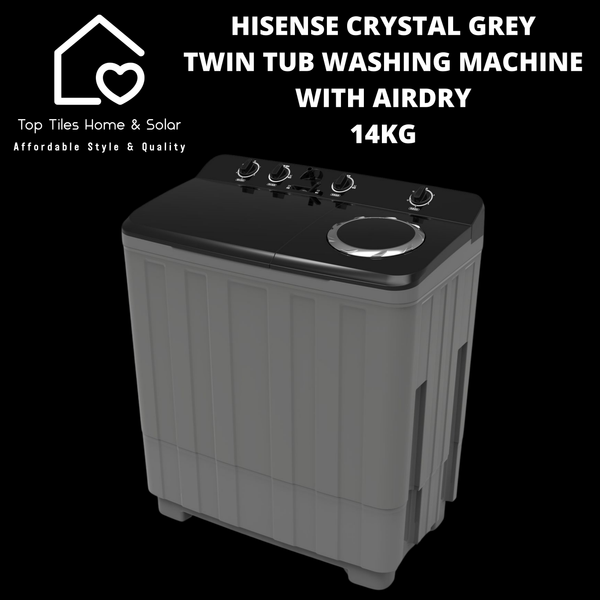 Hisense Crystal Grey Twin Tub Washing Machine with AirDry - 14kg