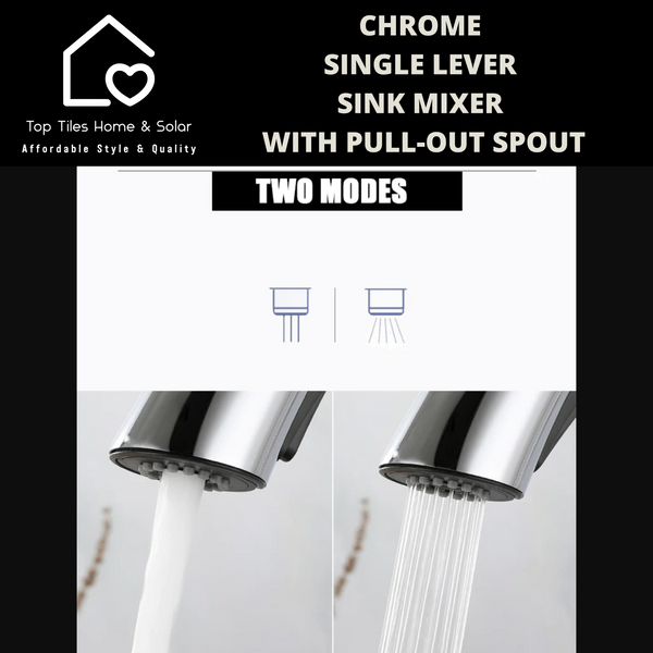 Chrome Single Lever Sink Mixer With Pull-Out Spout