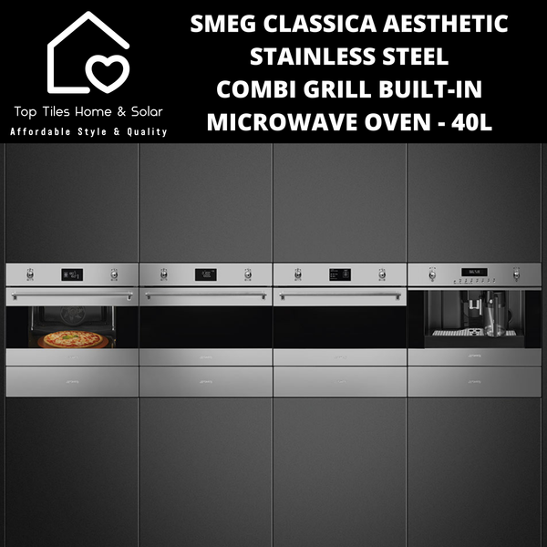 Smeg Classica Aesthetic Stainless Steel Combi Grill Microwave Oven - 40L