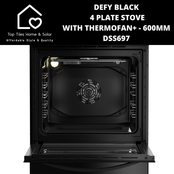 Defy Black  4 Plate Stove with Thermofan+ - 600mm DSS697