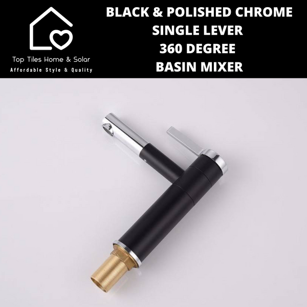 Black And Polished Chrome Single Lever 360 Basin Mixer