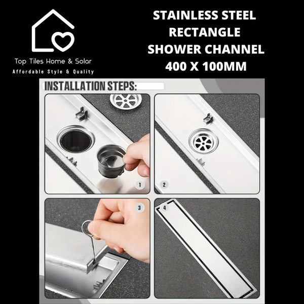 Stainless Steel Rectangle Shower Channel - 400 x 100mm