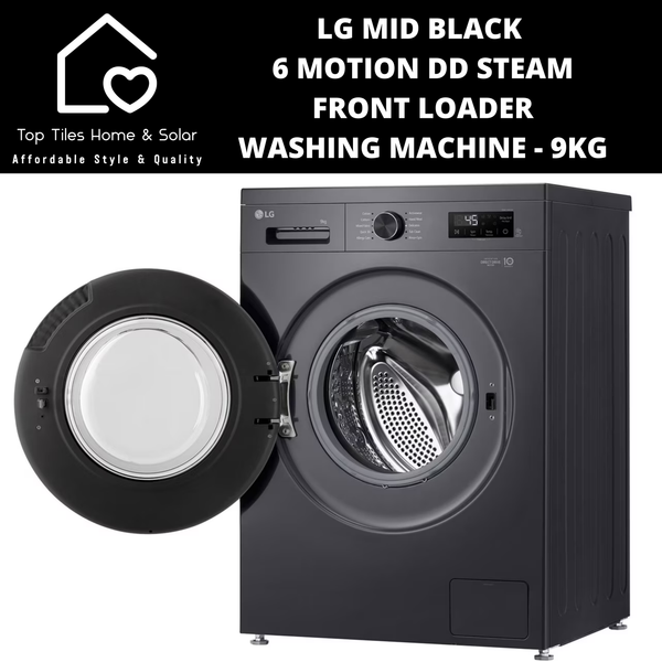 LG Mid Black 6 Motion DD Steam Front Loader Washing Machine - 9kg
