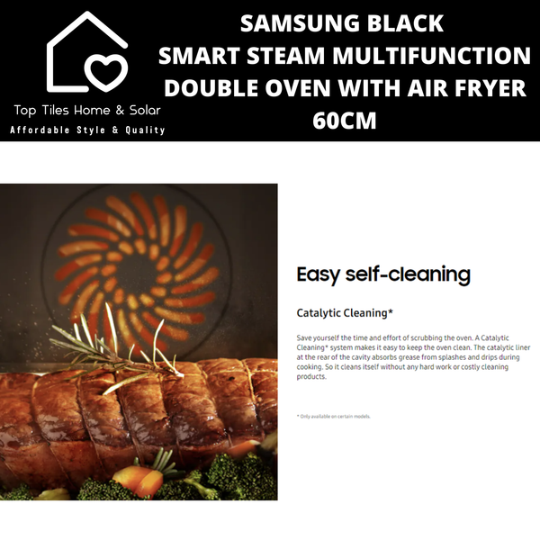 Samsung Black Smart Steam Multifunction Double Oven with Air Fryer - 60cm