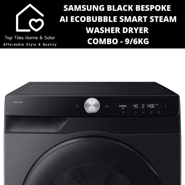 Samsung Black Bespoke AI EcoBubble Smart Steam Washer Dryer Combo - 9/6kg