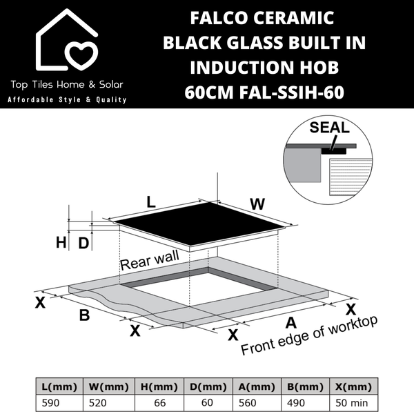 Falco Ceramic Black Glass Built In Induction Hob - 60cm FAL-SSIH-60