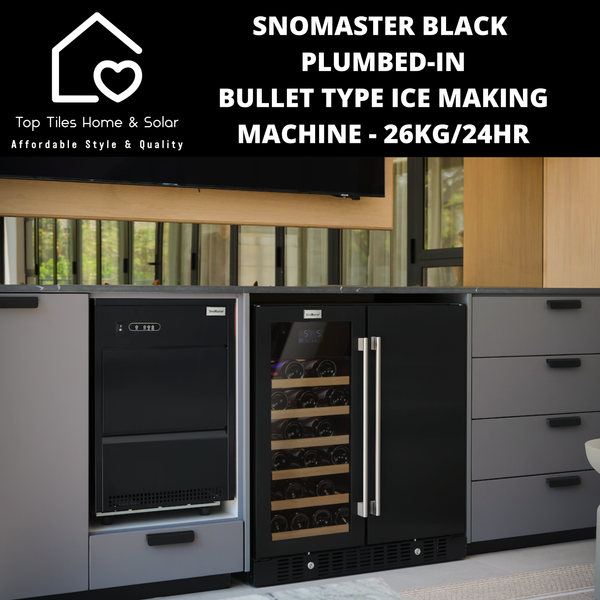 SnoMaster Black Plumbed-In Bullet Type Ice Making Machine - 26kg/24hr