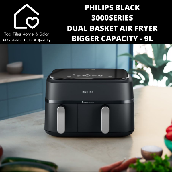 Philips Black 3000Series Dual Basket Air Fryer Bigger Capacity - 9L