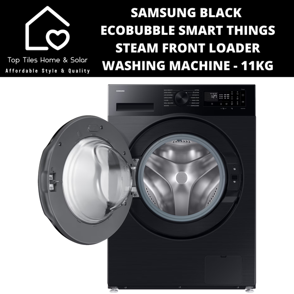 Samsung Black EcoBubble Steam Smart Things Front Loader Washing Machine - 11kg