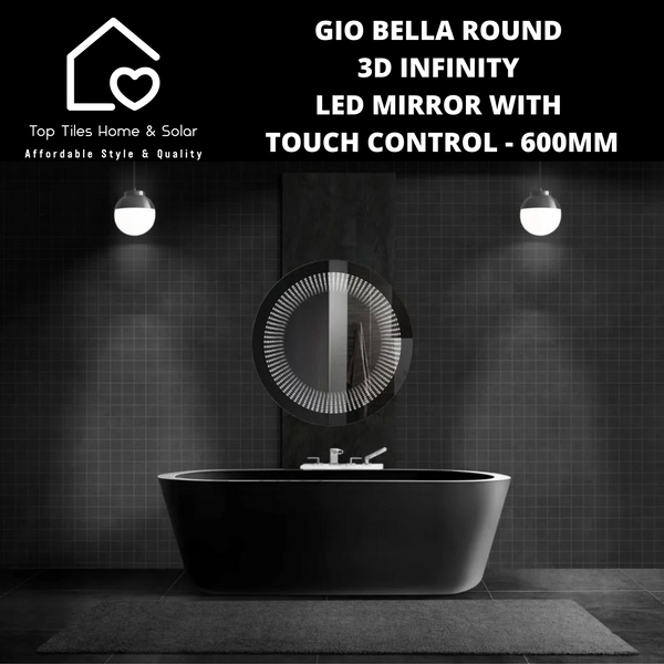 Gio Bella Round 3D Infinity LED Mirror with Touch Control - 600mm
