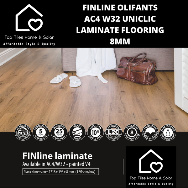 FINline Olifants AC4 W32 UniClic Laminate Flooring - 8mm