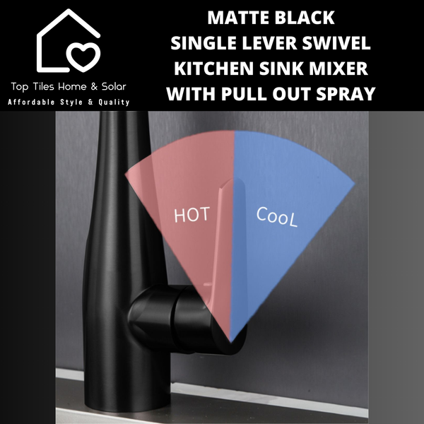 Matte Black Single Lever Swivel Kitchen Sink Mixer with Pull Out Spray