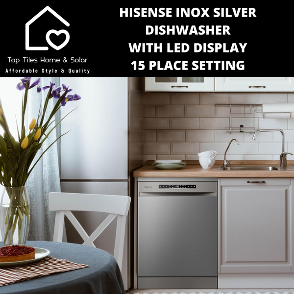 Hisense Inox Silver Dishwasher with LED Display - 15 Place Setting