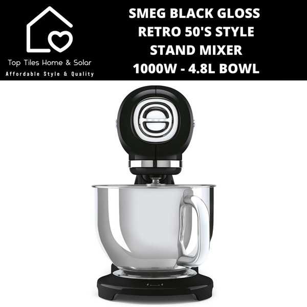 Smeg Black Retro 50'S Style Stand Mixer 1000W - 4.8L Bowl
