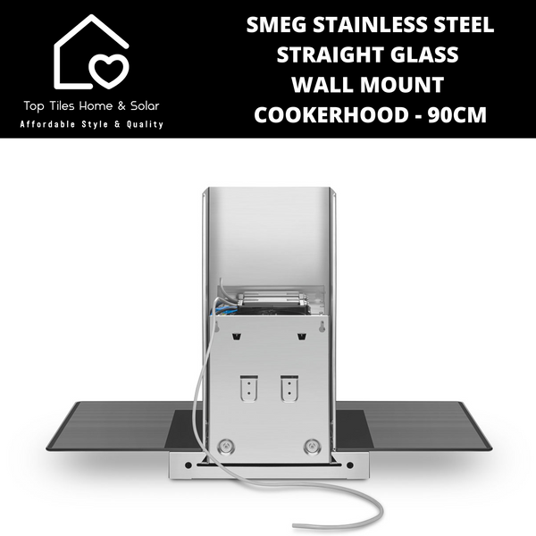 Smeg Stainless Steel Straight Glass Wall Mount Cookerhood - 90cm