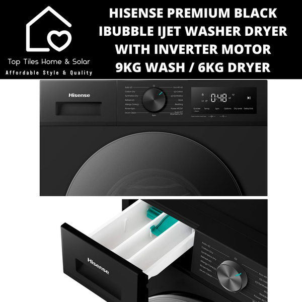 Hisense Premium Black iBubble iJet Washer Dryer with Inverter Motor - 9/6kg Washer Dryer