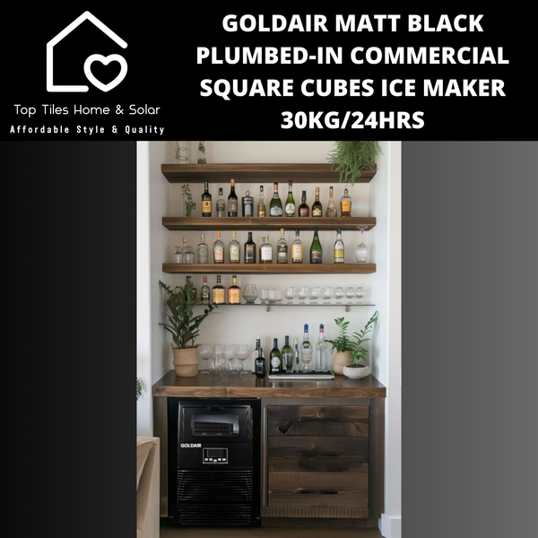 Goldair Matt Black Plumbed-in Commercial Square Cubes Ice Maker - 30kg/24hrs