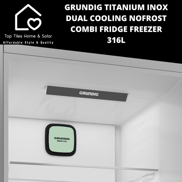 Grundig Titanium Inox Dual Cooling NoFrost Combi Fridge Freezer - 316L