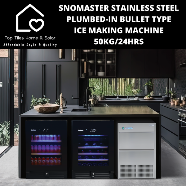 SnoMaster Stainless Steel Plumbed-in Bullet Type Ice Making Machine - 50kg/24Hrs