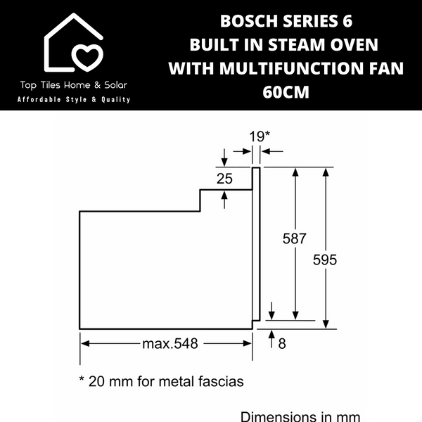 Bosch Series 6 - Built in Steam Oven with Multifunction Fan - 60cm