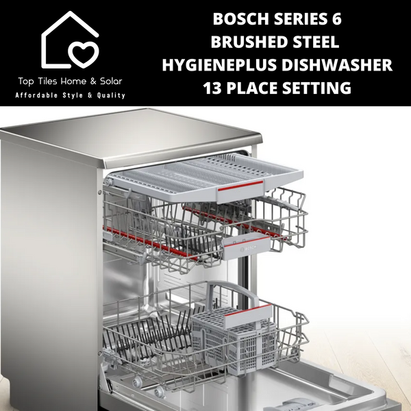 Bosch Series 6 - Brushed Steel HygienePlus Dishwasher - 13 Place Setting