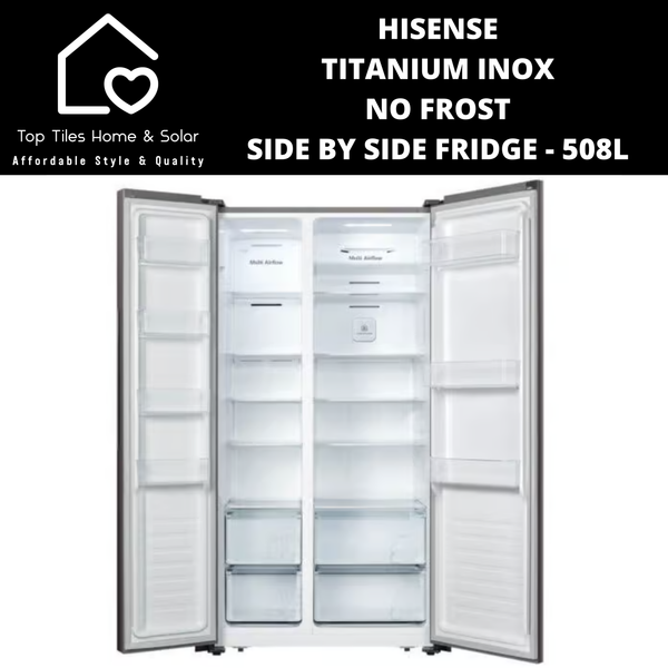 Hisense Titanium Inox No Frost Side by Side Fridge - 508L