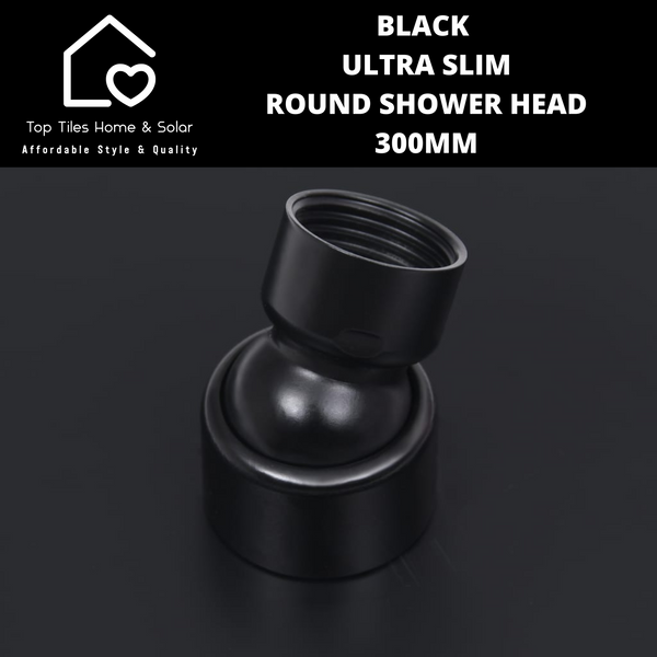 Black Ultra Slim Round Shower Head - 300mm