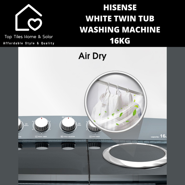 Hisense White Twin Tub Washing Machine - 16kg